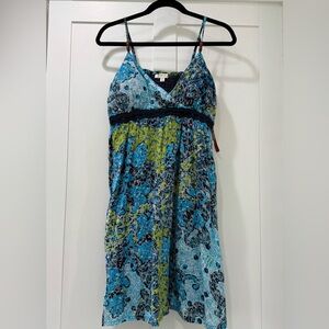 Energie Blue and Green Patterned Dress